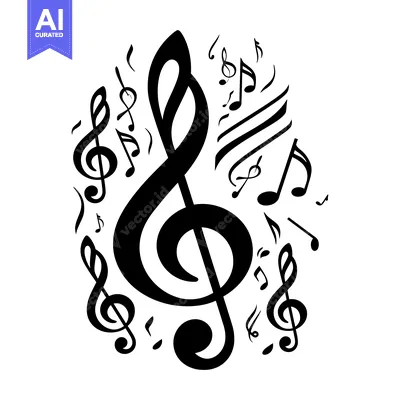Aset premium populer: A Treble Clef Surrounded by Musical Notes