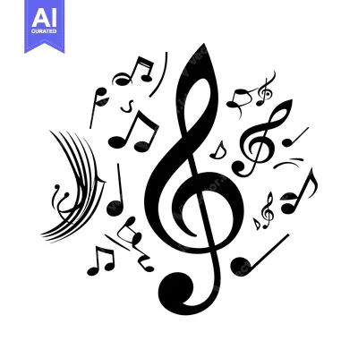 Premium design asset: Treble Clef Surrounded by Musical Notes