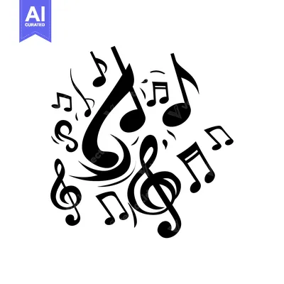 Aset desain premium: A Collection of Music Notes and a Treble Clef