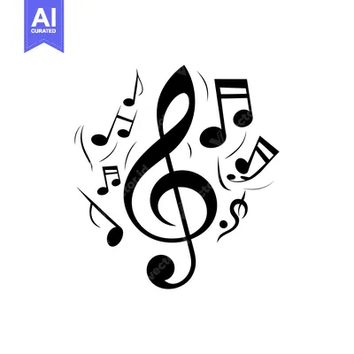 Aset desain premium: A Treble Clef Surrounded by Music Notes