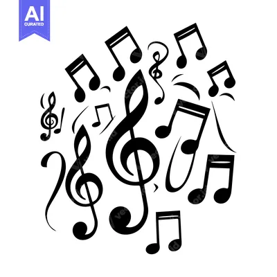 Aset premium populer: Black and White Music Notes and Treble Clef