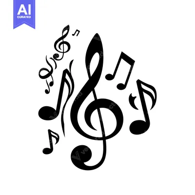 Aset premium populer: Treble Clef Surrounded by Musical Notes