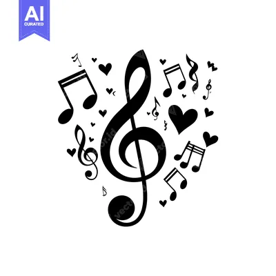 Aset premium populer: A Treble Clef Surrounded by Music Notes and Hearts