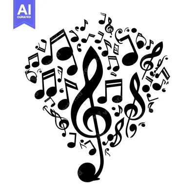 Popular premium asset: A Heart-Shaped Cluster of Musical Notes with a Treble Clef