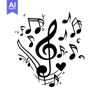Aset premium populer: Treble Clef Surrounded by Musical Notes and Hearts