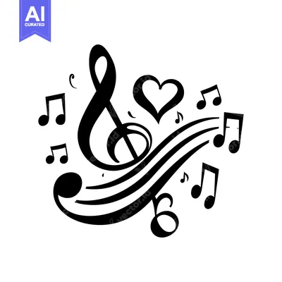 Aset premium populer: A treble clef with musical notes and a heart