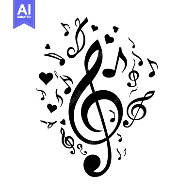 Aset premium populer: Treble Clef Surrounded by Musical Notes and Hearts