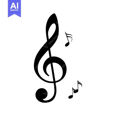 Treble Clef Symbol with Two Music Notes