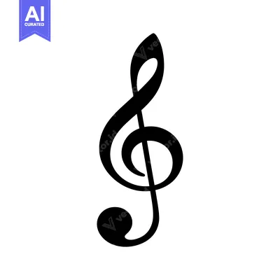 Aset premium populer: A Black and White Treble Clef Symbol