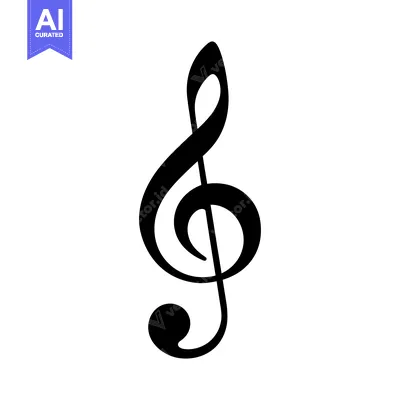 Premium design asset: Black and White Treble Clef Symbol