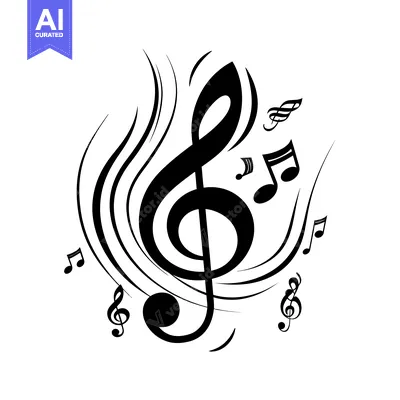 Popular premium asset: Treble Clef and Music Notes Surrounded by Swirling Lines
