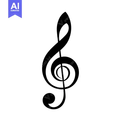 Aset premium populer: A Black and White Treble Clef Music Symbol