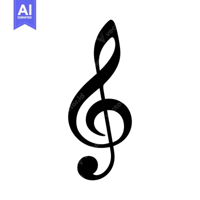 Black and white stylized treble clef symbol