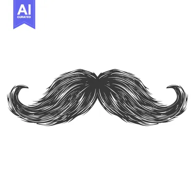 Aset premium populer: Hand-drawn Illustration of a Black and White Mustache