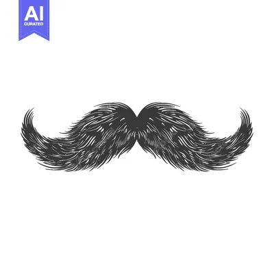 A Detailed Illustration of a Black and White Mustache