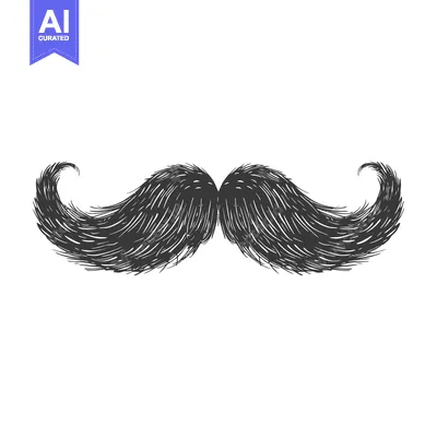 Hand-drawn illustration of a thick, black mustache