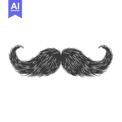Aset premium populer: Hand-drawn Illustration of a Black and White Mustache