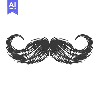 A hand-drawn illustration of a thick, curled mustache