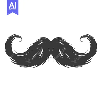 Premium design asset: Hand-Drawn Illustration of a Thick, Curly Mustache