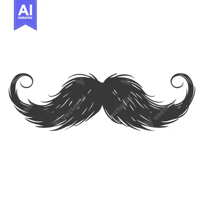 Aset desain premium: Hand-drawn illustration of a thick, curly mustache