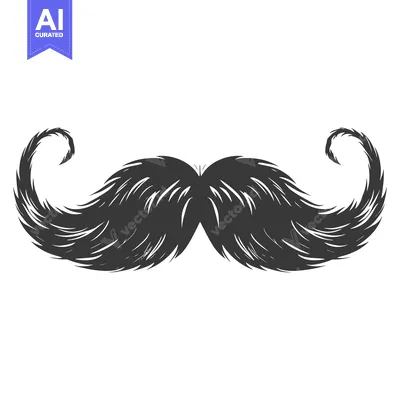 Aset desain premium: A Hand-Drawn Illustration of a Thick, Swirled Mustache