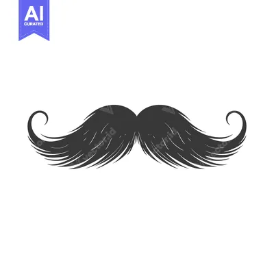 Aset premium populer: A Black and White Illustration of a Curled Mustache