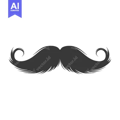 Premium design asset: Black and White Illustration of a Swirly Mustache