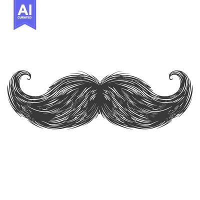Aset premium populer: Hand-Drawn Illustration of a Black and White Mustache