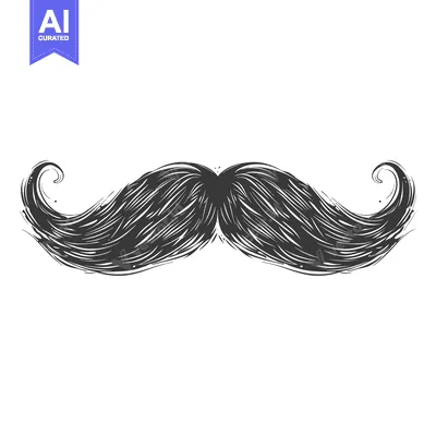 A Hand-Drawn Black and White Illustration of a Mustache