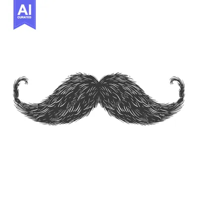 Popular premium asset: Hand-Drawn Black and White Illustration of a Twisted Mustache
