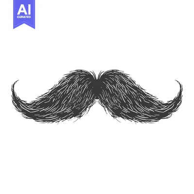 Premium design asset: Hand-Drawn Sketch of a Black and White Mustache