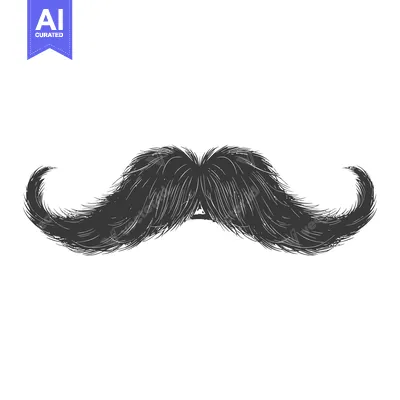 Aset desain premium: A Hand-Drawn Illustration of a Thick Black Mustache