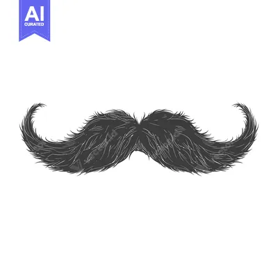 Premium design asset: A Detailed Illustration of a Black and White Mustache