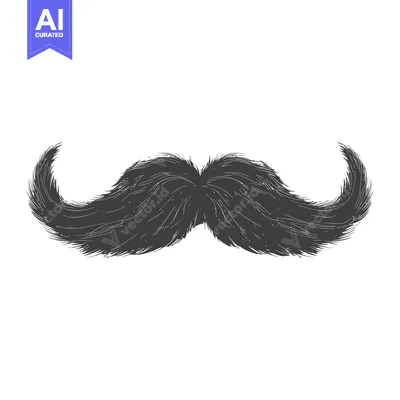 Aset desain premium: Hand-drawn illustration of a thick black mustache