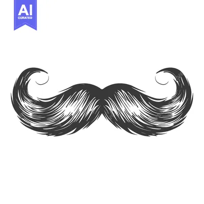 Popular premium asset: Hand-Drawn Sketch of a Large, Curly, Black Mustache