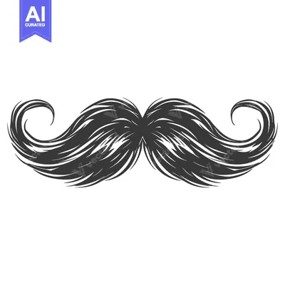 Aset premium populer: A Detailed Illustration of a Black and White Mustache