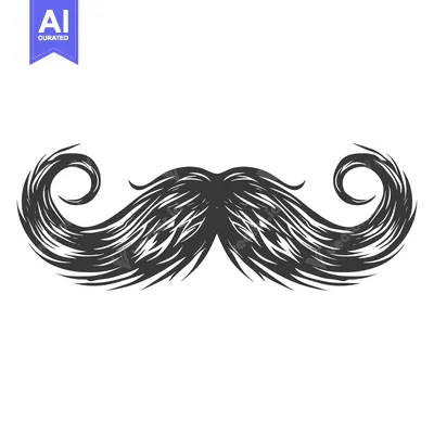 Aset premium populer: Hand-Drawn Sketch of a Twisted and Thick Black Mustache