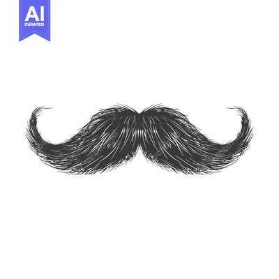 Aset premium populer: Hand-Drawn Black and White Illustration of a  Thick, Curled Mustache