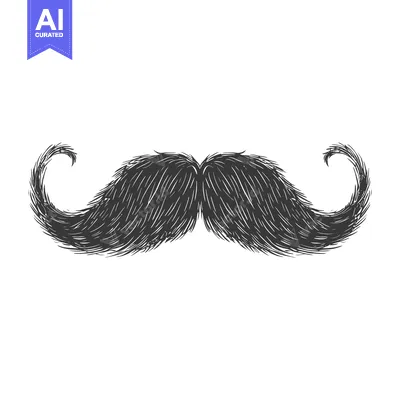 Aset premium populer: Hand-drawn illustration of a black and white handlebar mustache