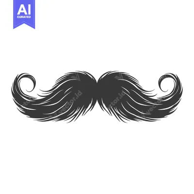 Aset premium populer: A Detailed Hand-Drawn Illustration of a Black and White Mustache