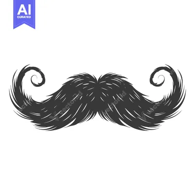 Premium design asset: Hand-Drawn Illustration of a Curly Black Mustache