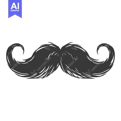 Hand-Drawn Black and White Illustration of a Mustache