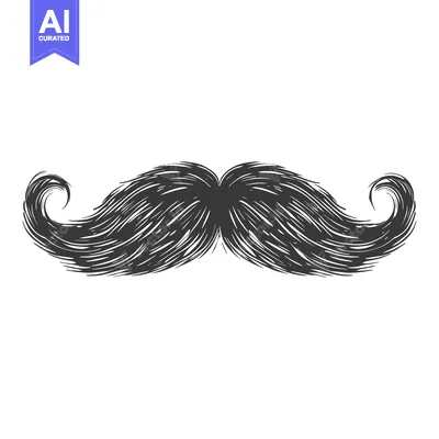 Premium design asset: Hand-drawn illustration of a thick, curly mustache