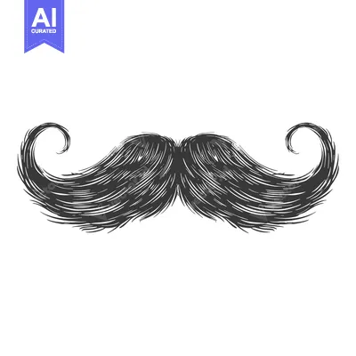 Aset premium populer: Hand-drawn Illustration of a Swirled Black Mustache