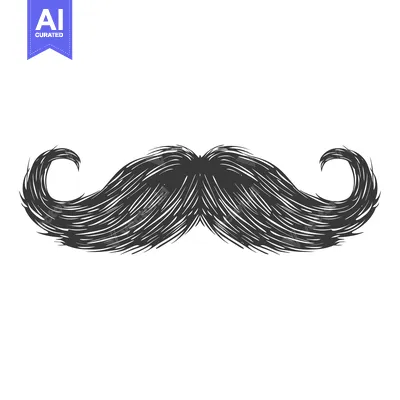 Aset premium populer: Hand-Drawn Illustration of a Black and White Mustache
