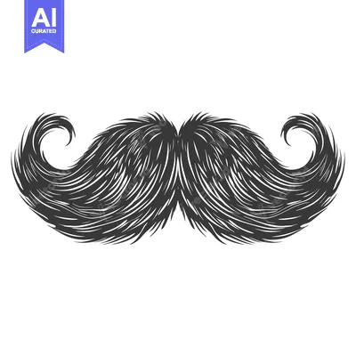Aset desain premium: A Detailed Black and White Illustration of a Mustache