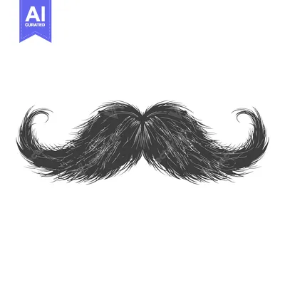 Aset premium populer: Hand-Drawn Sketch of a Thick, Curly, Black Mustache
