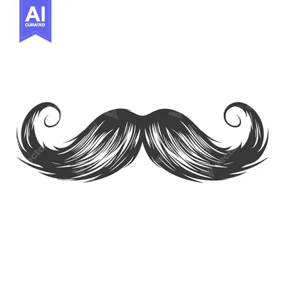 Aset premium populer: Hand-Drawn Illustration of a Curly Black Mustache