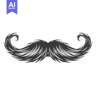Aset premium populer: A Detailed Illustration of a Black and White Mustache