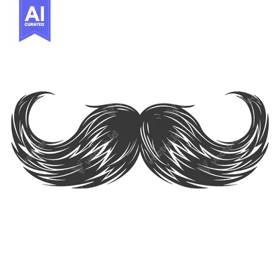 Premium design asset: A Detailed Illustration of a Long, Curled Moustache